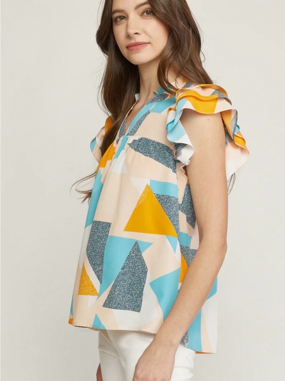 Entro Flutter Sleeve Top Size Medium - Picture 2 of 7